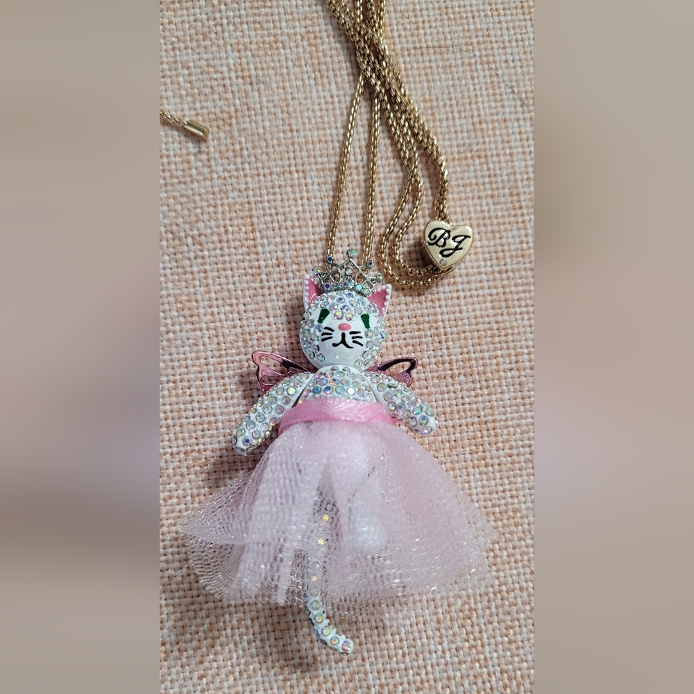 Betsey Johnson Fairy Princess Kitty Necklace